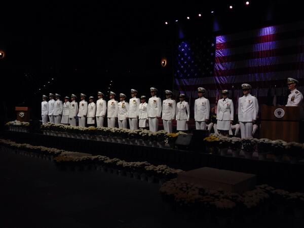 The newest group of Navy Ensigns at the San Diego #NROTC Commissioning ceremony at <a href="/uofsandiego/">USD</a>'s JCP. #usd2014