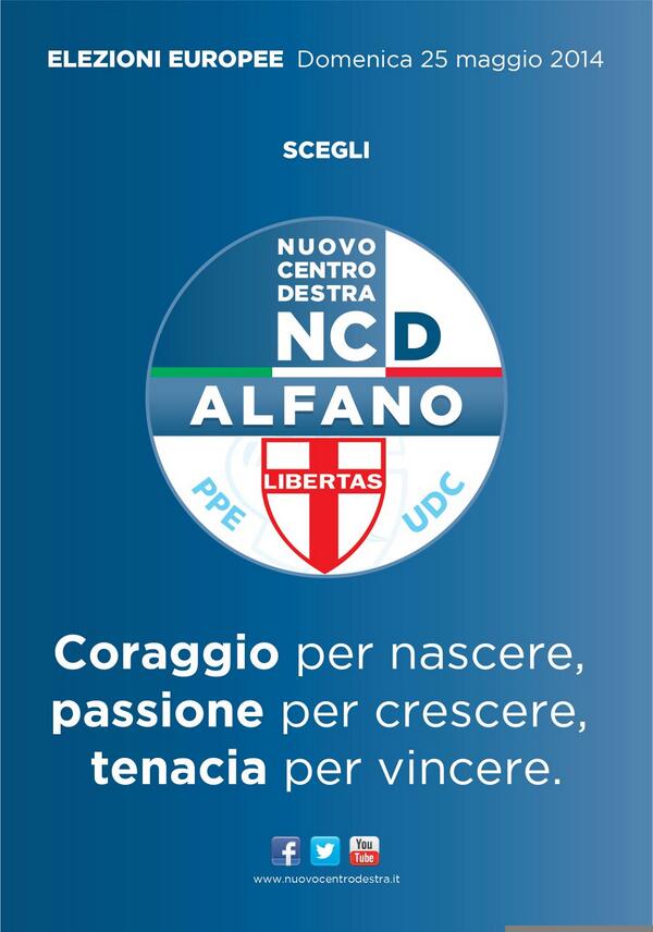 Coraggio per nascere, passione per crescere, tenacia per vincere. 
#Ncd #europee