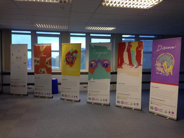 YSyouthboard's tweet photo. Getting ready for our #My5 launch event on 28th May. Banners are looking good! http://t.co/GhdUScUdiF