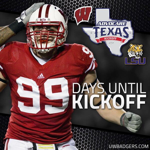 BadgerFootball's tweet photo. Don't worry @JJWatt, the #Badgers will be in Houston soon enough for the @TexasKickoff http://t.co/3HYxhrtEJx