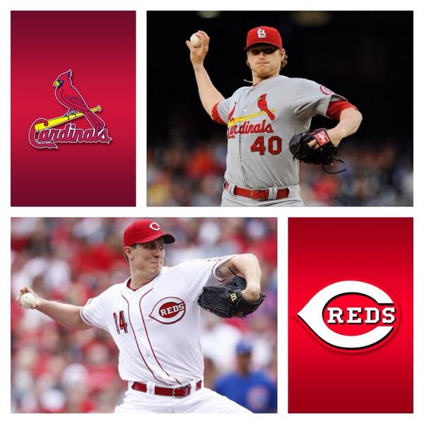 RedsFansClub's tweet photo. Cardinals (26-21) Vs. Reds (21-24) - 7:10PM

PITCHING MATCHUP:
Miller (6-2, 2.79) Vs. Bailey (3-3, 5.44)
. http://t.co/TpyFJ8L6OM