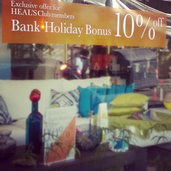 HealsBri's tweet photo. Get to #HealsBri for a #BankHoliday treat. Join #HealsClub to get 10% off (t&amp;cs) @Heals_Furniture #Brighton http://t.co/H2JMua08n1