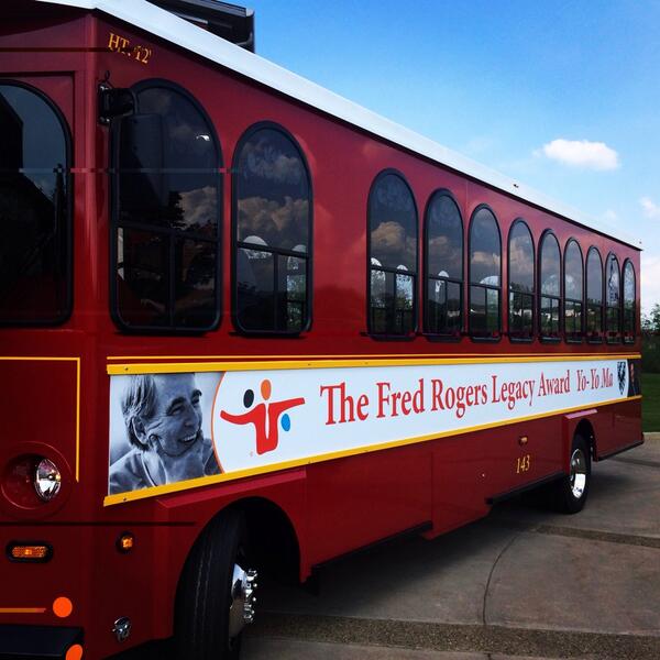 The trolley is out and ready to shuttle our guests tonight! #FredRogersLegacy