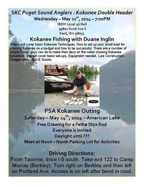 FethaStyx's tweet photo. The PSA Kokanee Double Header continues tomorrow on American Lake - free drawing for a Fetha Styx rod - come on out! http://t.co/y2oulVw8y8