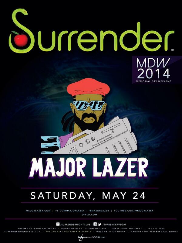 ItsKimJones's tweet photo. Join us for LAZER DAY WEEKEND with @MajorLazer on Sat 5/24 @SurrenderVegas! #MDW2014 Tickets: https://t.co/tDjR8lKxfa http://t.co/hvlu8etnIT