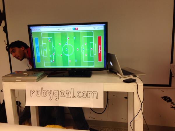gafaled's tweet image. #futbol + #ruby = #rubygoal mañana se juega el campeonato! @wyeworks booth #rubyconfuy