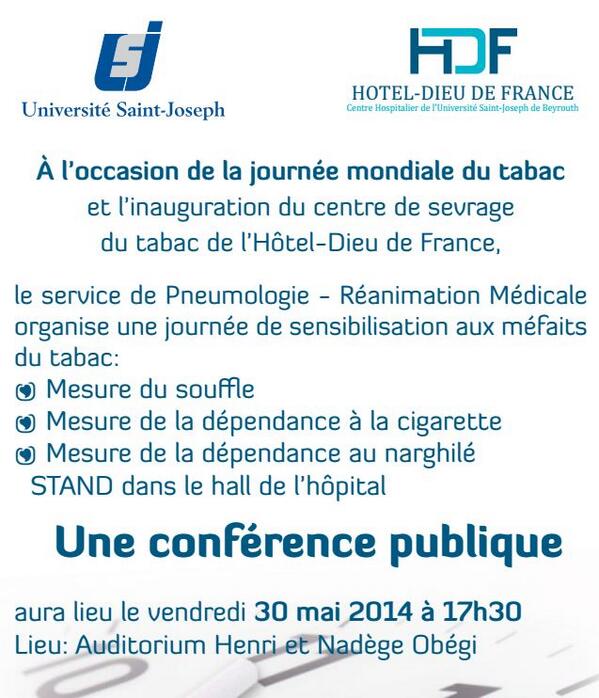 on the occasion of the World No Tobacco Day #WNTD and the inauguration of the new smoking cessation centers in #HDF