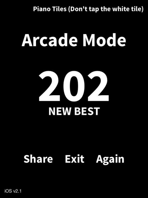Niceguygreg's tweet image. Arcade Mode, 202 pts! Who can beat me in @PianoTiles -&amp;gt; umoni.com/super/tile.php