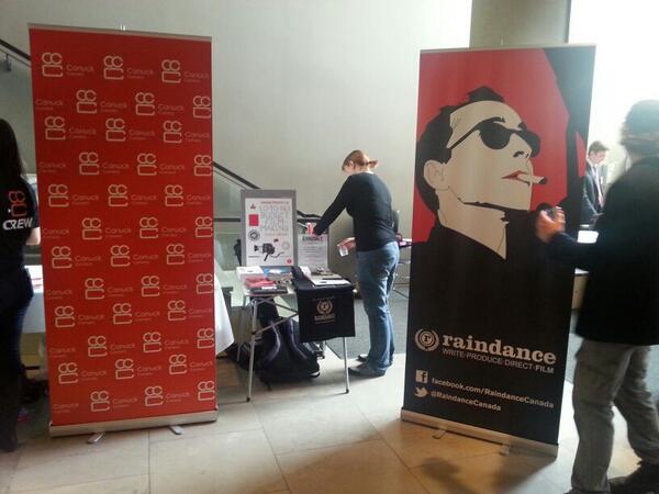 RaindanceTOR's tweet photo. We're at @TSFilmFestival in the Isabel Bader with some awesome tech neighbors #canuckcameracorp! http://t.co/hRYwOCskkl