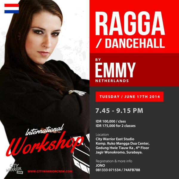 citywarriorcrew's tweet photo. RAGGA / DANCEHALL by Emmy / Netherlands! Tuesday, June 17th 2014 / 7.45 - 9.15 PM http://t.co/BCUP9PxKfc