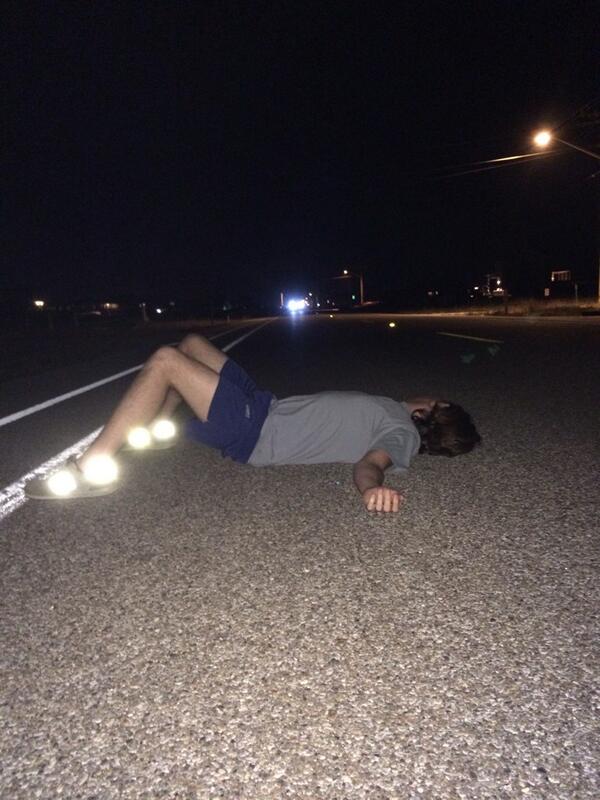 garretbarkley's tweet photo. @AliArrington cheer up, this road kill will give you a good laugh #lightbrightshoes http://t.co/mXCxFloz8Y
