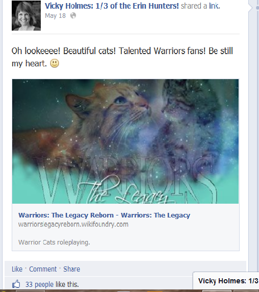 Vicky Holmes signed off on our site too!! #2Fab4U #Warriors #ErinHunter #WarriorsLegacy #RPG #KillinIt