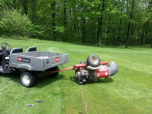 Wow!!  That just happened.  No worries, only 2 gallons of gas leaked out. Texting while blowing is not advisable.