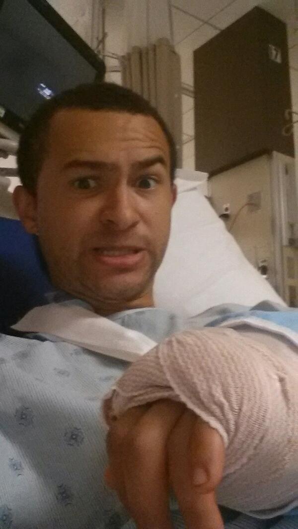 chaseFaustin's tweet photo. All patched up! Letting me go home tonight with the family. Thanks for the calls, texts, tweets, and messages! http://t.co/BHP8tvyhFJ