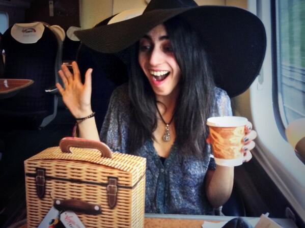 BMagique's tweet photo. Goodie bag delight for S. We're on a train, heading into the country. http://t.co/JcnFyirnpY