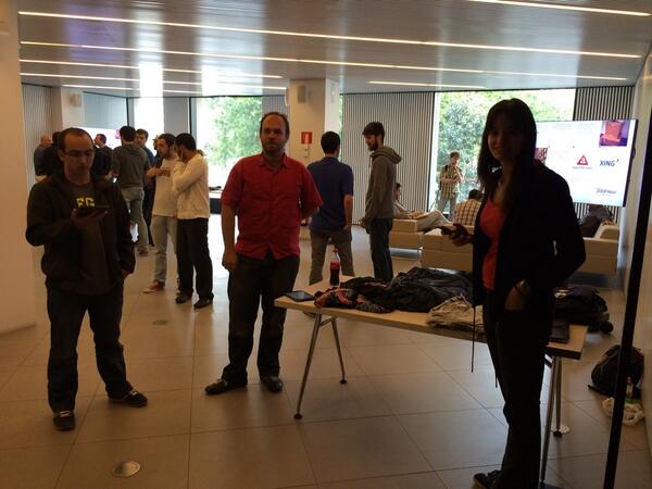 BcnJS's tweet image. The friendly check-in team at #mobilejs. All mobile.