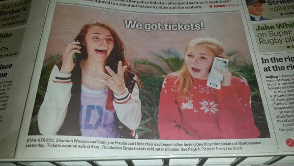 Travesty_Kruger's tweet image. Its lekka to get One Direction tickets and make the front page. Not so much when you pull this face.... #NotFetch