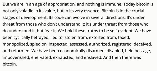 The Declaration of Bitcoin’s Independence Bitcoin Magazine ow.ly/xdBif beautiful by @BraveTheWorld