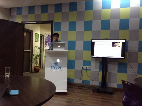 raash007's tweet photo. Rahul is presenting Shopping Radar app #DecosHackathon http://t.co/Ato25U3w2N