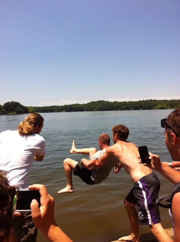 TriRho's tweet image. Carter getting tossed after his final race at last years @ACRARowing #actionshot #ACRA2014