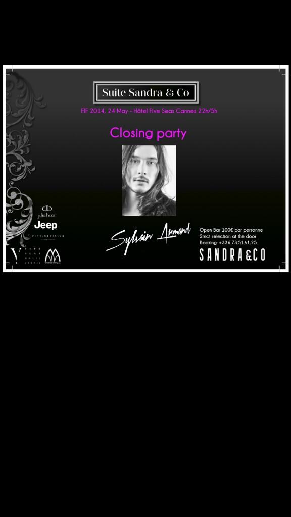 Tonight <a href="/SylvainArmand/">Sylvain Armand</a> in the suite <a href="/SandraandcoFR/">Sandra Zeitoun </a> @FiveSeasHotel !! Waiting for you!!!!