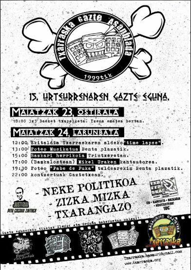 BizkaiMusic's tweet photo. HOY a las 22:00h, @NekePolitikoa  + @ZizkaMizkaSka + TXARANGAZO en el @txarraskaGA de Basauri. ¡ENTRADA LIBRE! http://t.co/rjBBTKNXGy