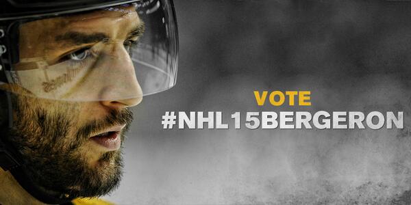 Wake up with a little #NHL15Bergeron in the morning. Use #NHL15Bergeron all day when you tweet to vote for Bergy.