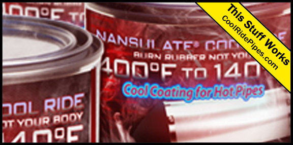 CoolRidePipes's tweet photo. It's a liquid heat shield coating that protects your legs from motorcycle pipe burns. http://t.co/pFFXCuNGeW http://t.co/386zMkAAzX