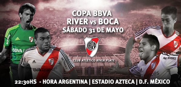 RiverPlate's tweet photo. #River vs. Boca en México. Hoy, desde las 22.30, seguilo por @CARPoficial http://t.co/HO9GSqhxrc
