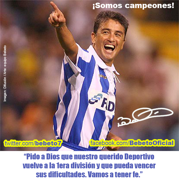 bebeto7's tweet photo. ¡Somos campeones! Deportivo vuelve a la 1era división. Todo mi mensaje está aquí. http://t.co/pkjLILecQa http://t.co/3z9LAbqJK9