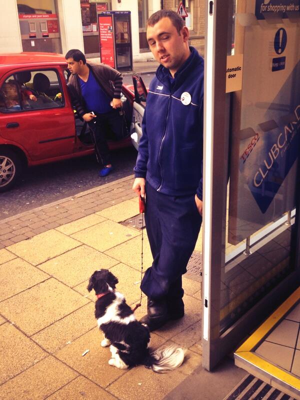 Its all about convenience for customers! Matty looking after a customers dog so she can grab some wine! #harrogate