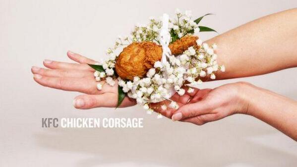 miilkkk's tweet photo. KFC sells chicken wrist corsages for prom. http://t.co/0Gy6m8k73n