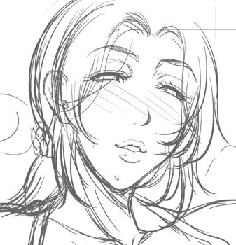 超ラフだけど今書いてる原稿の太眉奥さん、太眉結構好きなんす。今回の単行本に収録されている作品内にちょいキャラで出ている弁当屋の嫁さん、フェラ好き。 