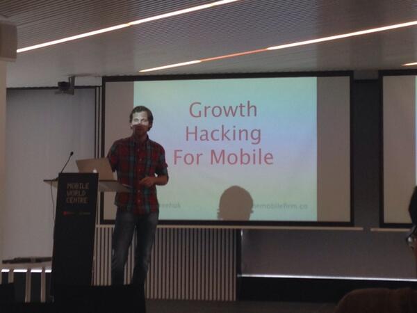 codehead's tweet image. @codehead: &quot;Hacking for growth&quot;: @andreehuk&apos;s talk at #mobilejs  may not be about what you&apos;re thinking.