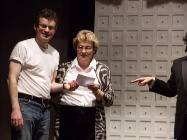 htkilliney's tweet photo. The winner of €1k from last night - Sandra Moore being presented with her cheque from the Rector. Congratulations... http://t.co/EnPI8L0D6a