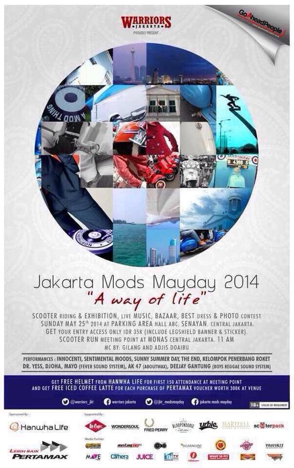 “Siapin energy kalian Scoots utk <a href="/JKT_modsmayday/">Jakarta Mods Mayday</a> besok #DoYouVespa selamat malam :) ”