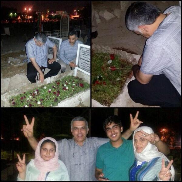 14febahrain's tweet photo. صورة - الآن #نبيل_رجب يعانق الحرية ويتوجه لمقبرة المنامة لزيارة قبر والدته التي توفيت بفترة حبسه 
#Bahrain #البحرين http://t.co/BujDwBYMoY