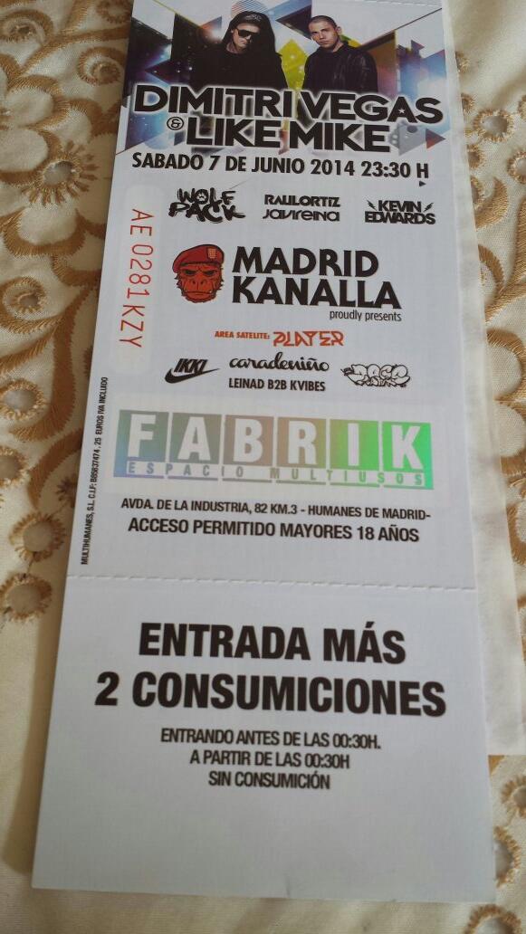 Maiklistas's tweet photo. ya tengo entradas para dimitri vegas y like mike el 7 de junio en fabrik. si las queréis hablad con @_sourireinfini http://t.co/8GrPPs2Y4Z