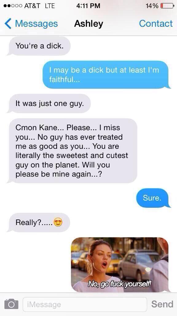 FunnyPicsDepot's tweet photo. Unfaithful ex's deserve no love bruh 😂 http://t.co/1E1GbvU3IF