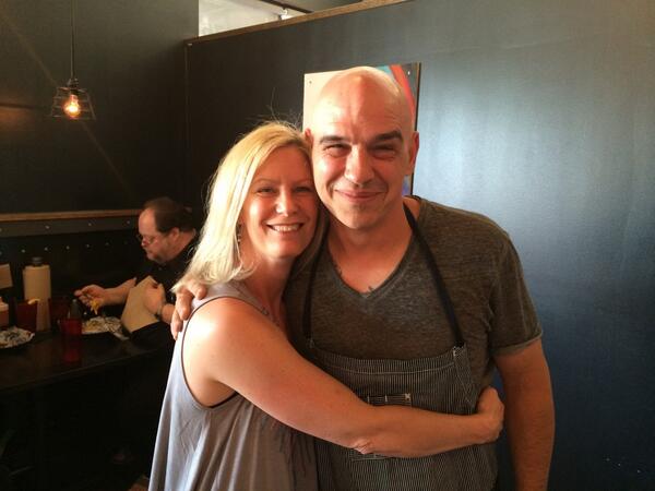 MTK12345's tweet photo. @chefsymon so happy to attend B Spot's inaugural day in Rochester Hills. Thank you Chef Symon! http://t.co/5mxheNTrFP