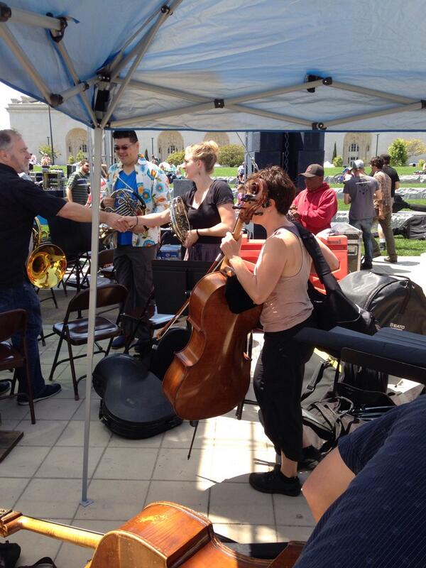 allaboutgeorge's tweet photo. Musicians with @AwesomeOrch set up at @EMF_Oakland #savethehenryj #Oakland http://t.co/HvqWFDRKwB