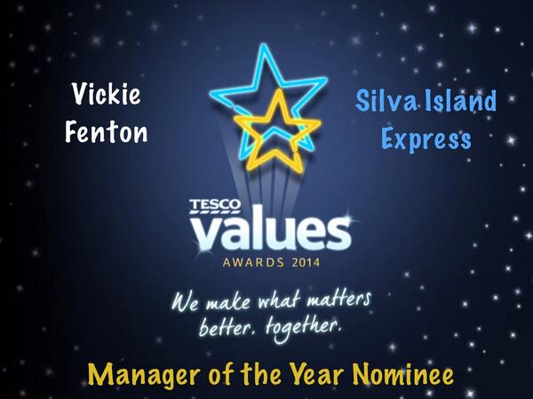 ExpressVA2014's tweet image. Vickie Fenton - Manager of the Year Nominee - Read more about her amazing story on our Page facebook.com/TescoValuesAwa…