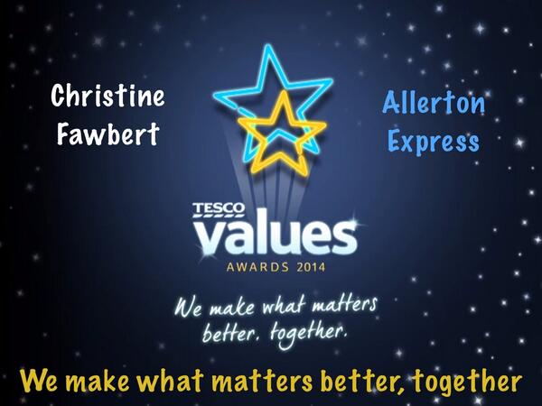 ExpressVA2014's tweet image. Christine Fawbert - We make what matters better, together - Read her amazing story on our Page facebook.com/TescoValuesAwa…