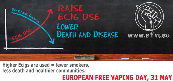 EFVIeu's tweet photo. Since #iVape, every day is a #NoTobaccoDay. Support European Free Vaping Day, #RaiseEcigUse, lower deaths http://t.co/PZqOqb06Xc