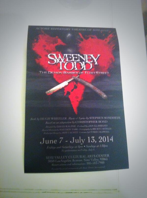 bellaaaphillips's tweet photo. Come see Sweeney Todd @ the Simi Valley Cultural Arts Center! It opens in exactly two weeks running June 7-July 13th http://t.co/DDnL4NmlIS