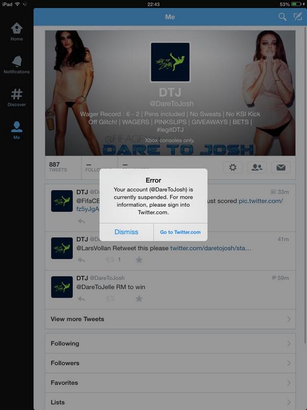 @Joe26Hello this is not a scam account it is the real @DareToJosh some guy got my account suspended