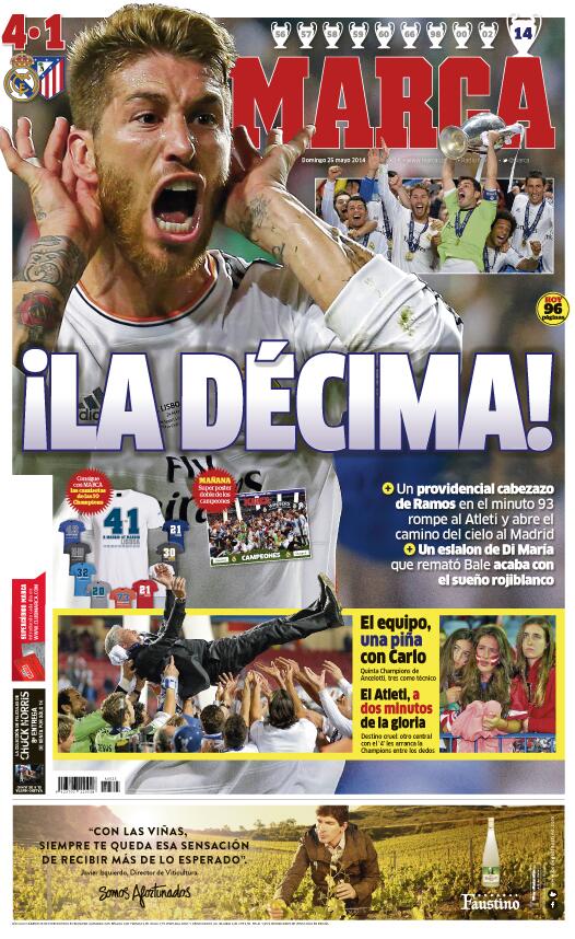 marca's tweet photo. #LaPortada '¡La Décima!' http://t.co/pRpfYYNl8T
