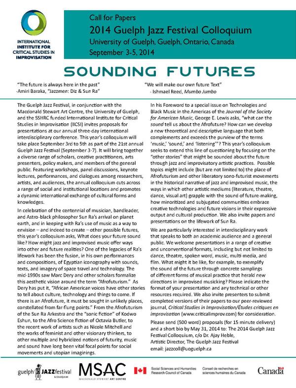 youtopos's tweet photo. Pre-#TS2_2014 cosmic attunement @GuelphJazz:
#Sounding_Futures #Sun_Ra CFP
http://t.co/CeQBpPBzSK http://t.co/BRLiibBjfT