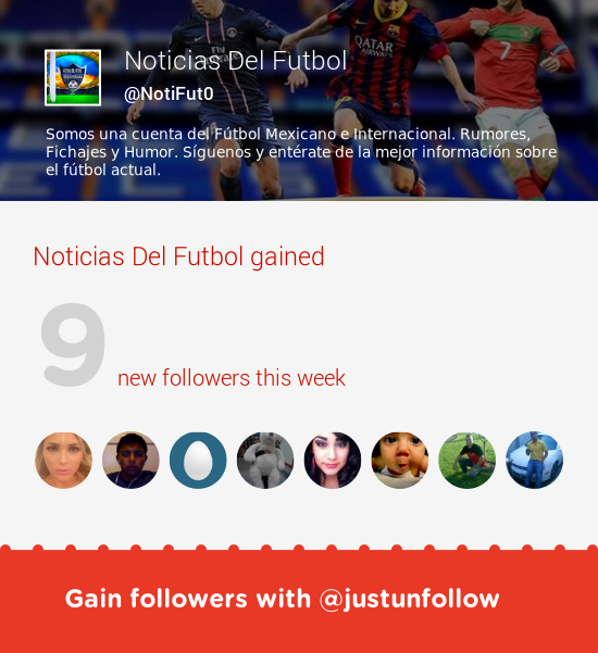 NotiFut0's tweet image. Fab tweeps @paolafitness51 @_Awebo @pabloporruamaga &amp;amp; more followed me. Grow with justunfollow.com/?r=twp