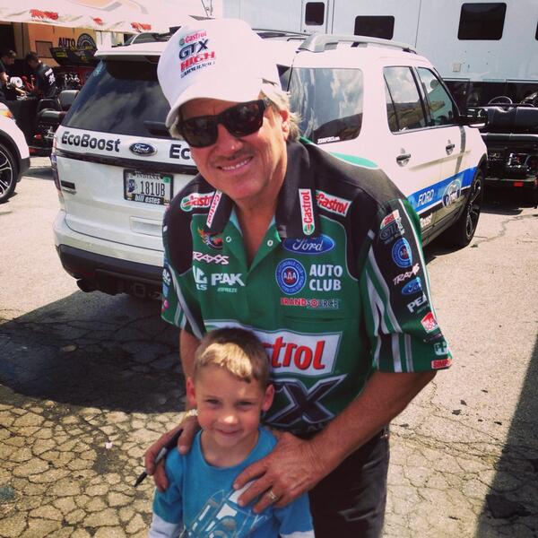 My four year old is still beaming and truthfully so is his dad ! Thanks again John Force ! #JohnForce #JFR #NHRA